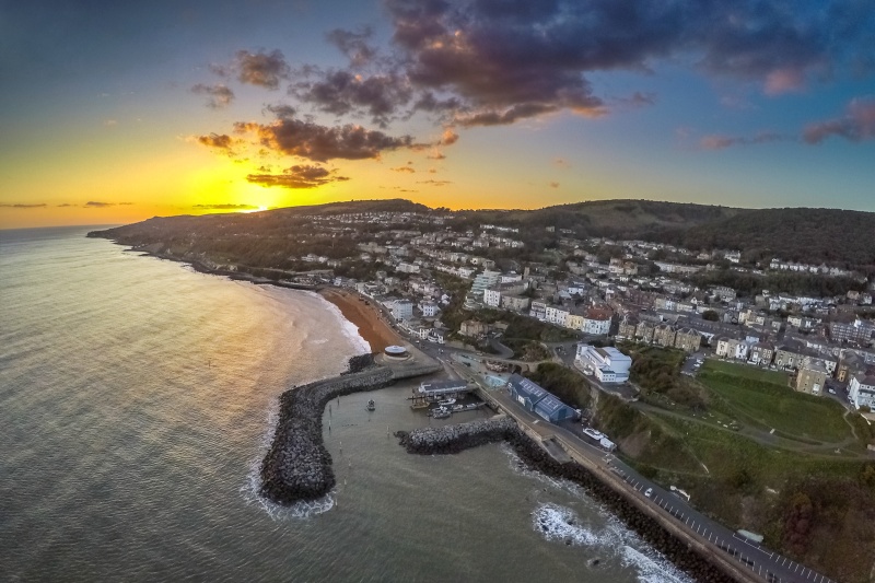 z2656 Ventnor Bay at Sunset - 'Aerial Visions Photography' showing the beautiful IOW from the air