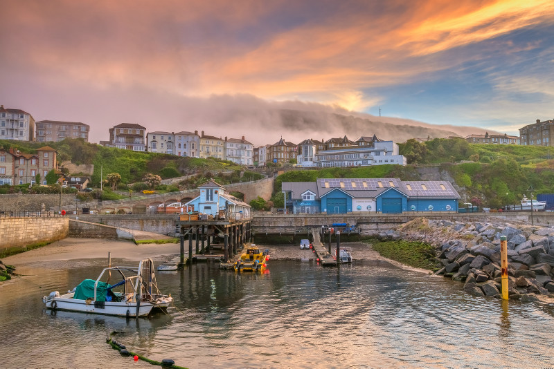 z3067 Morning Fog, Ventnor Harbour - Ventnor to St Catherine's inc Bonchurch, Whitwell & the Undercliff