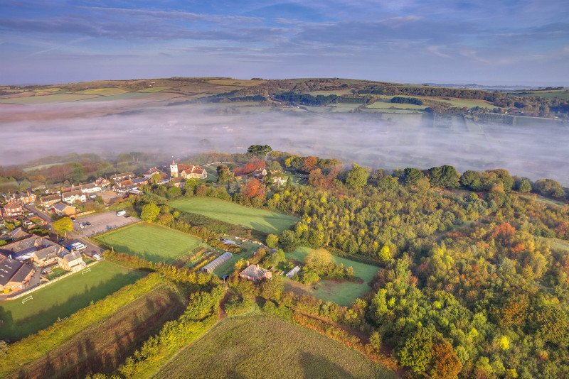 z3301 Autumn Mists over Newchurch - 'Aerial Visions Photography' showing the beautiful IOW from the air