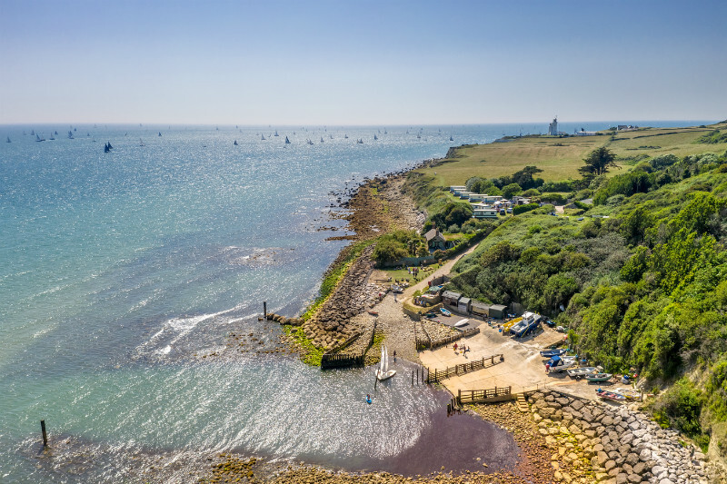 z3447 Round the Island Race past St Catherine's Lighthouse - 'Aerial Visions Photography' showing the beautiful IOW from the air