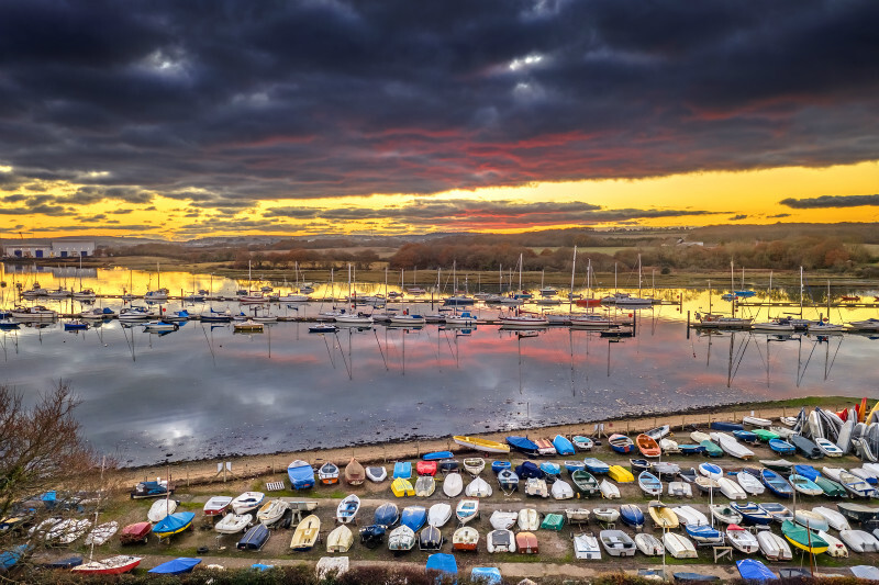 z3553 Sunset over the Medina - 'Aerial Visions Photography' showing the beautiful IOW from the air