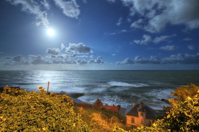 z2482 View over Steephill Cove by Moonlight - Ventnor to St Catherine's inc Bonchurch, Whitwell & the Undercliff