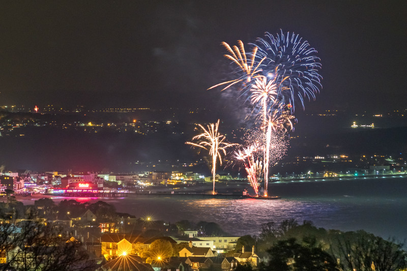 z3341 Fireworks, Sandown Bay - Sandown, Shanklin, Luccombe and Wroxall