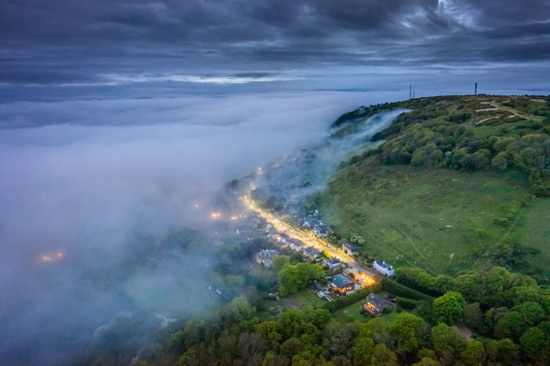 z3611 Evening Fog, Ventnor - 'Aerial Visions Photography' showing the beautiful IOW from the air
