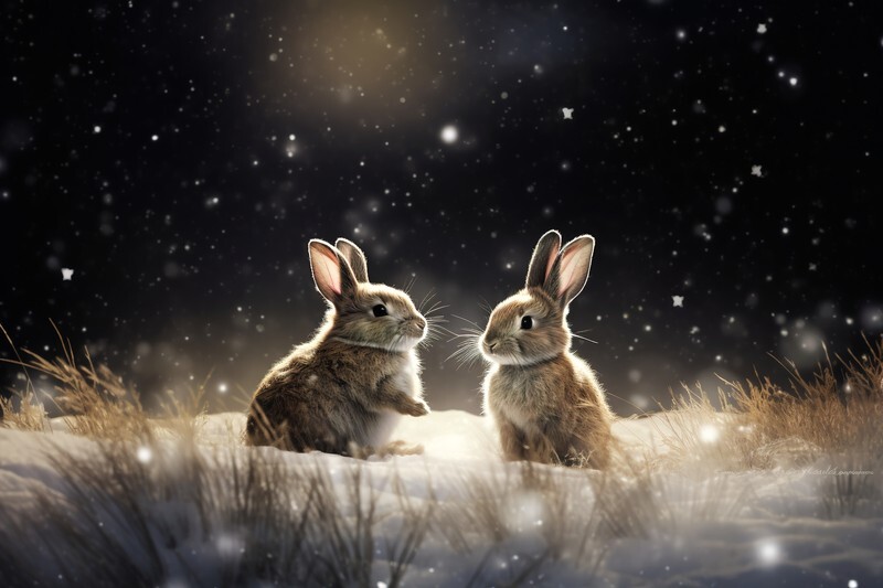 pr057 Warm Winter Bunnies - Photorealism Gallery