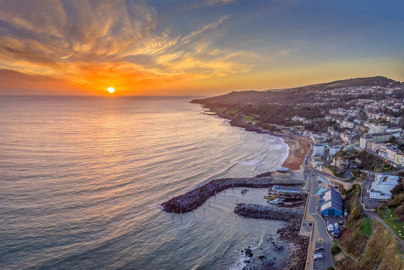 z2976 Sunset from above Ventnor Bay - 'Aerial Visions Photography' showing the beautiful IOW from the air
