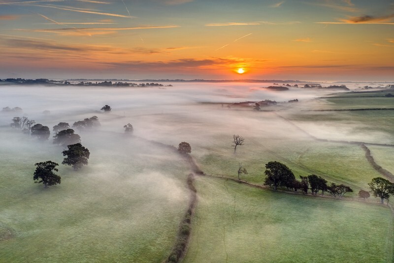 z4113 Misty Sunrise over Nunwell - East Cowes to Ryde inc Haventstreet, Ashey, Wooton & Binstead