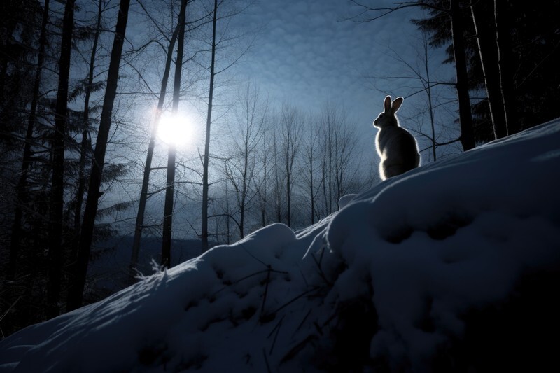 pr131 Moonlit Snow Rabbit - Photorealism Gallery