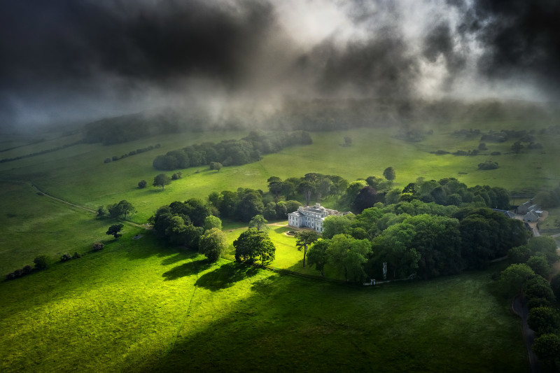 z3435 Evening Light over Appuldurcombe House - Sandown, Shanklin, Luccombe and Wroxall