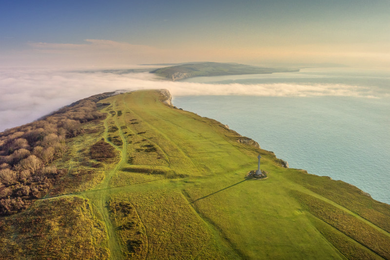 z3265 Misty Morning, Tennyson Down - 'Aerial Visions Photography' showing the beautiful IOW from the air