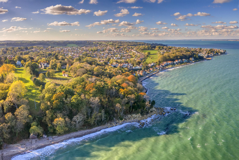 z3315 Autumnal Day Seagrove Bay - 'Aerial Visions Photography' showing the beautiful IOW from the air