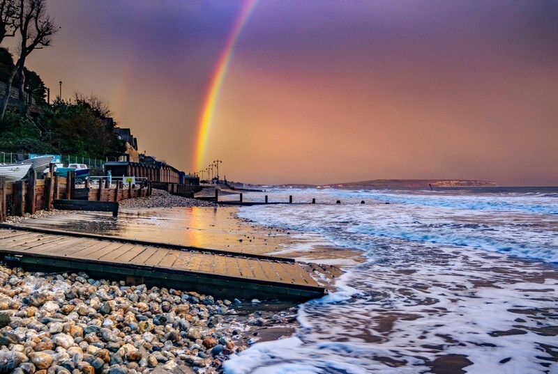 z4122 Evening Shower over Shanklin Beach - Sandown, Shanklin, Luccombe and Wroxall
