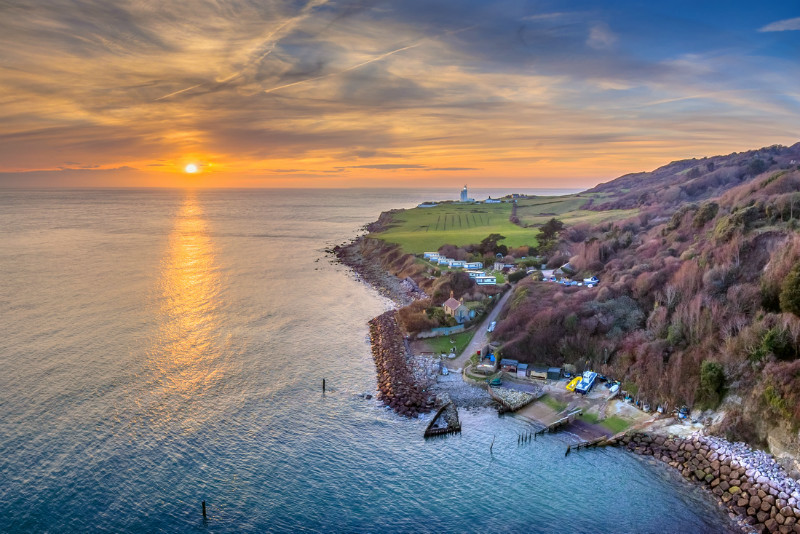 z3362 Sunset over Niton and St Catherine's - Ventnor to St Catherine's inc Bonchurch, Whitwell & the Undercliff