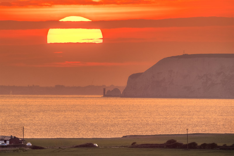 z3049 Sunset over the Needles - Blackgang to Compton inc Brighstone, Shorwell & West Wight