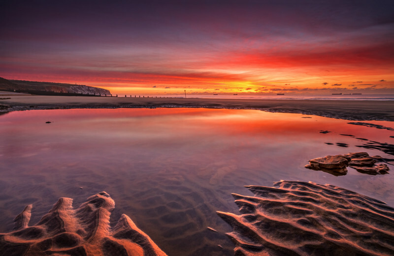 z3707 Sunrise Reflections, Sandown Bay - Sandown, Shanklin, Luccombe and Wroxall