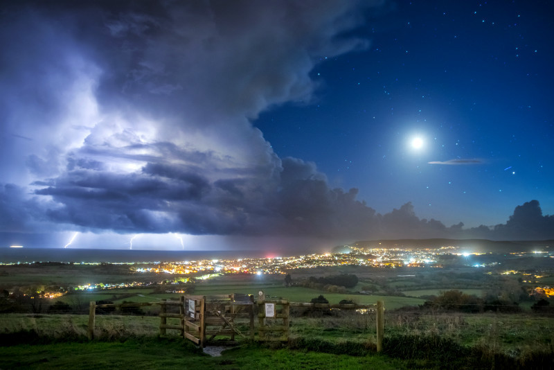 z3354 Moonlit Storm over Sandown Bay - Sandown, Shanklin, Luccombe and Wroxall