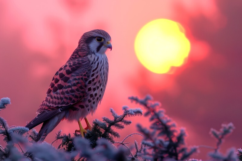 pr136 Winter Sunrise Kestral - Latest Photorealism images