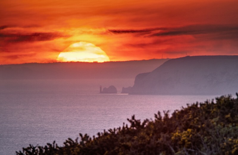 z3768 Sunset over the Needles - Blackgang to Compton inc Brighstone, Shorwell & West Wight