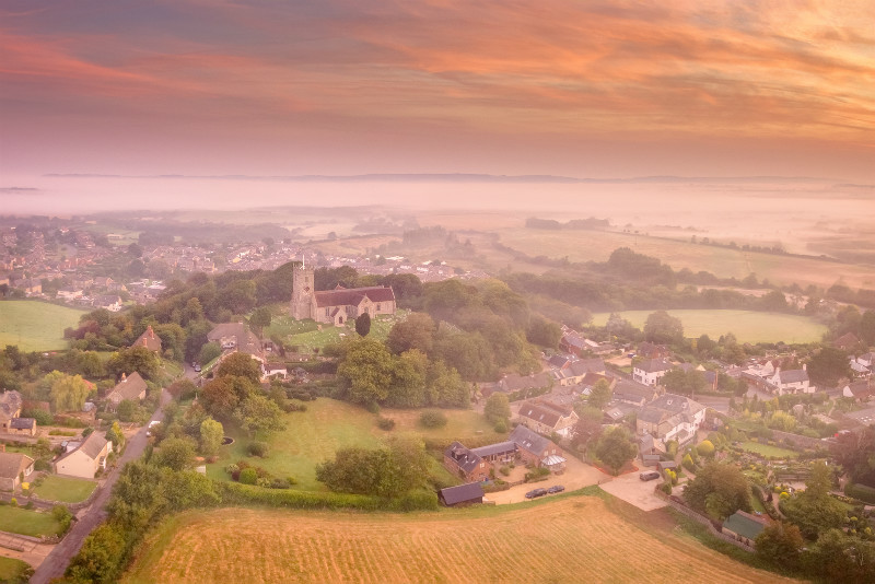 z3106 Overlooking Godshill on a Misty Morning - The Inner Island inc Newport & Godshill