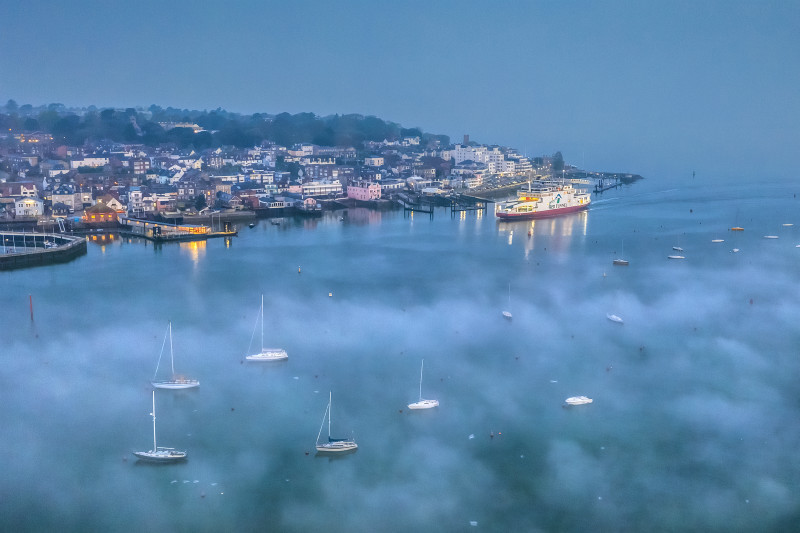 z3407 Dawn over the Mouth of the Medina Cowes - 'Aerial Visions Photography' showing the beautiful IOW from the air