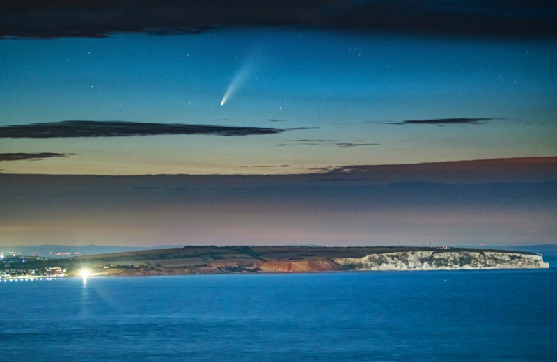 z3643 Comet NEOWISE over Culver Down - Sandown, Shanklin, Luccombe and Wroxall
