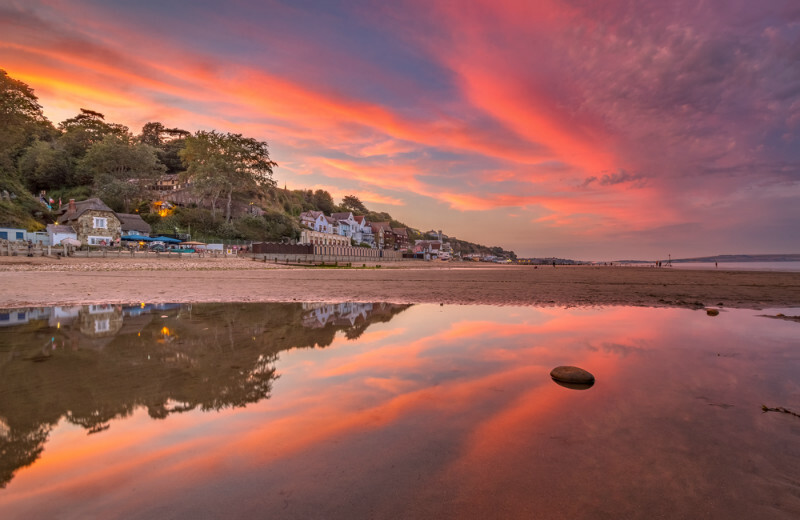 z3664 Sunset Reflections, Shanklin Beach - Sandown, Shanklin, Luccombe and Wroxall