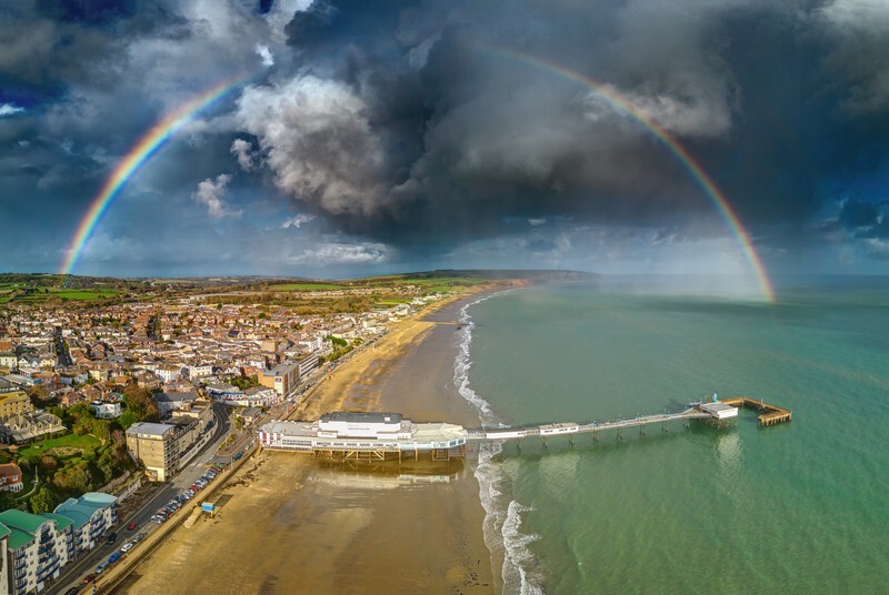 z4228 Rainbow over Sandown Pier and Culver - Sandown, Shanklin, Luccombe and Wroxall