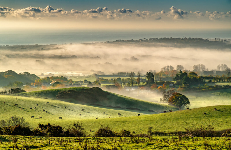 z3692 Morning Mists over Brading - Seaview to Bembridge, Whitecliff Bay and Brading