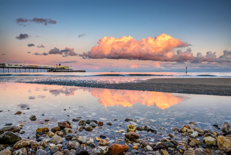 4304 Evening Reflections Sandown beach - Sandown, Shanklin, Luccombe and Wroxall
