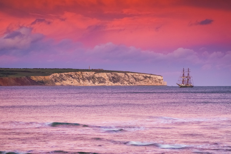 z3339 Sunset Pink, Culver Cliff - Sandown, Shanklin, Luccombe and Wroxall