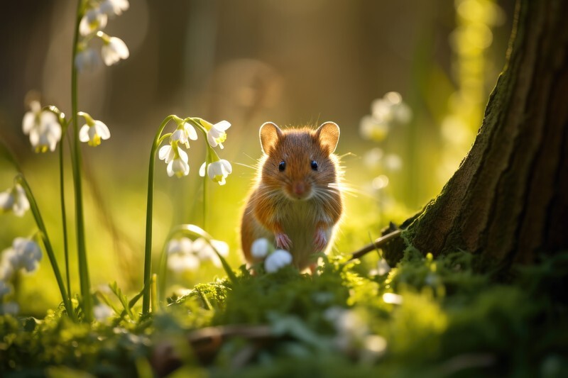 pr080 A Spring Woodland Harvest Mouse - Photorealism Gallery