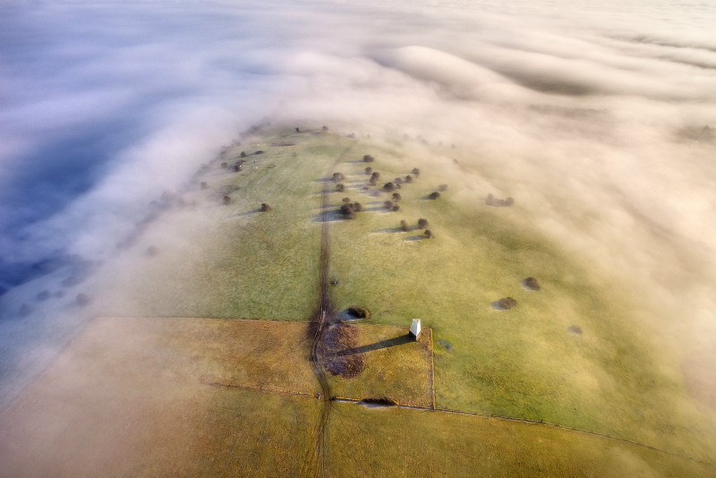 z3018 Morning Fog over Ashey Down - 'Aerial Visions Photography' showing the beautiful IOW from the air
