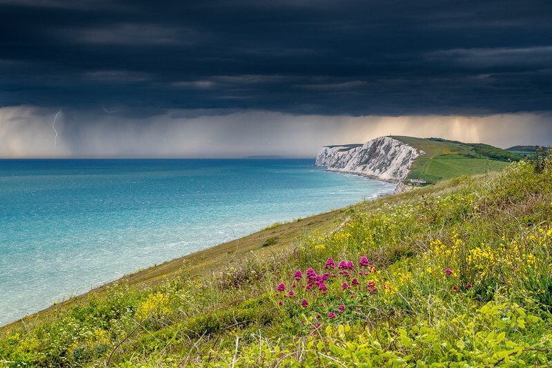 z4056 Distant Channel Storm from Compton Down - Blackgang to Compton inc Brighstone, Shorwell & West Wight