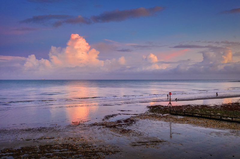z3528 Evening Reflections, Shanklin beach - Sandown, Shanklin, Luccombe and Wroxall