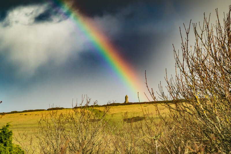 z3558 Rainbow over St Catherines Oratory - Ventnor to St Catherine's inc Bonchurch, Whitwell & the Undercliff