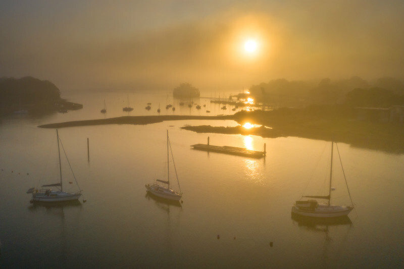 z3503 Misty Sunrise, Wootton Creek - 'Aerial Visions Photography' showing the beautiful IOW from the air