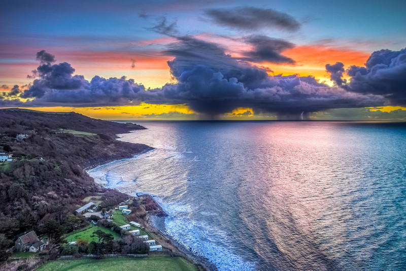 z2871 Stormy Dawn overlooking Castlehaven and Beyond - 'Aerial Visions Photography' showing the beautiful IOW from the air