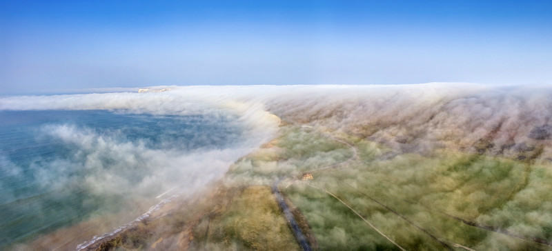 z2877 Rolling Fog, Compton Bay - 'Aerial Visions Photography' showing the beautiful IOW from the air