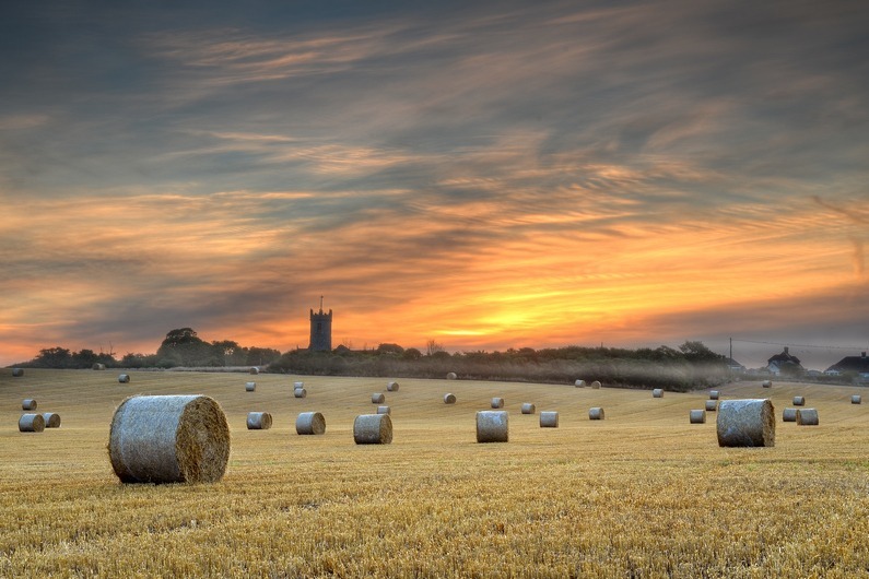 z2259 Bales at Sunrise, Godshill - The Inner Island inc Newport & Godshill