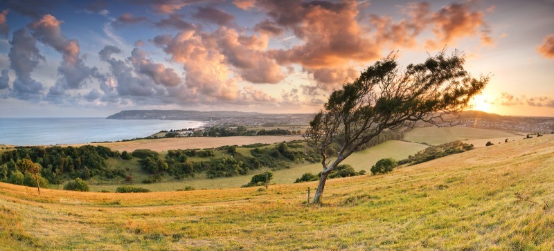 z2493 Sunset View over Sandown Bay - Sandown, Shanklin, Luccombe and Wroxall