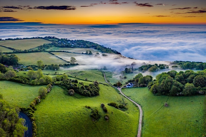z3785 View over Luccombe at Dawn - Sandown, Shanklin, Luccombe and Wroxall