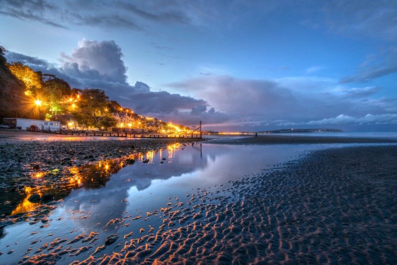 z2498 Dusk Reflections, Shanklin Beach - Sandown, Shanklin, Luccombe and Wroxall