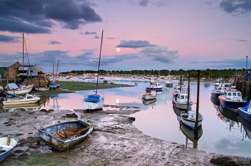 z2284 Bembridge Harbour Moonrise - Seaview to Bembridge, Whitecliff Bay and Brading