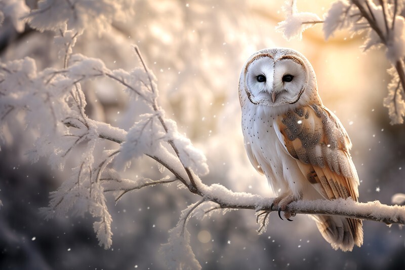 pr054 A Winter Barn Owl Standing Proud - Photorealism Gallery