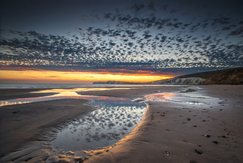 z2954 Compton Bay Dusk Reflections - 'Aerial Visions Photography' showing the beautiful IOW from the air