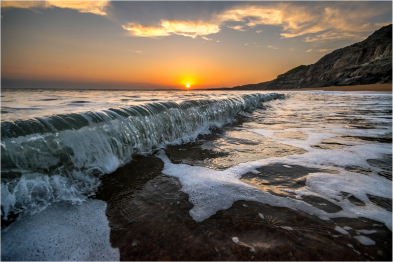w028 Sunset Surf, Blackgang Beach - The