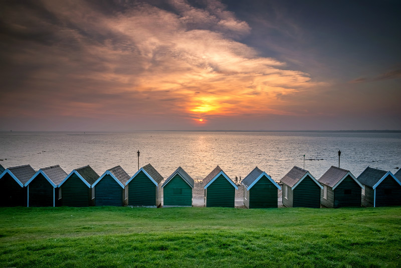 z3379 Gurnard Huts at Sunset - Yarmouth to West Cowes inc Newtown