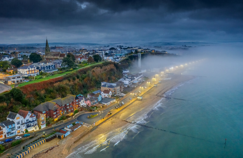 z3693 Misty Dusk, Shanklin beach - 'Aerial Visions Photography' showing the beautiful IOW from the air