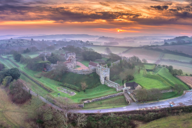 z3337 Morning Mists, Carsibrooke Castle - 'Aerial Visions Photography' showing the beautiful IOW from the air
