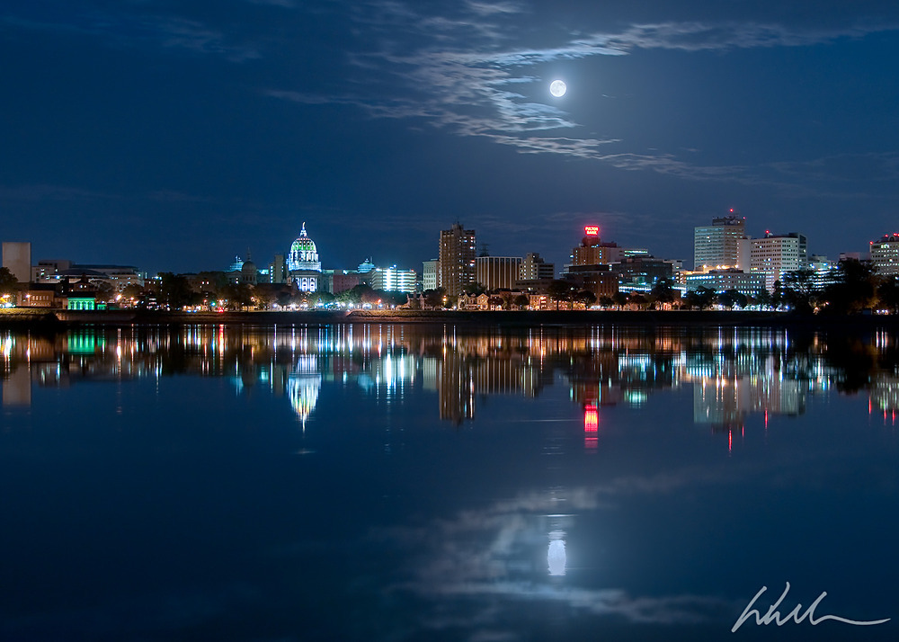 HbgSkylineFullMoonMarkWebb150dpi27x35-Edit - Harrisburg Pennsylvania